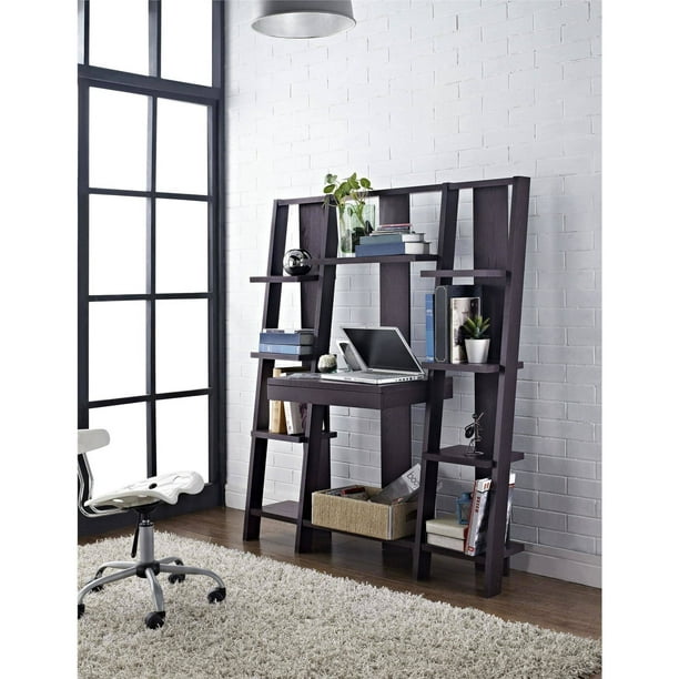 Altra Furniture Ladder Bookcase With Desk In Espresso Finish
