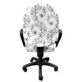 thumbnail image 3 of Black and White Office Chair Slipcover, Scroll and Swirls Pattern with Tiny Stems Full of Leaves and Lilies, Protective Stretch Decorative Fabric Cover, Standard Size, Black Grey White, by Ambesonne, 3 of 5