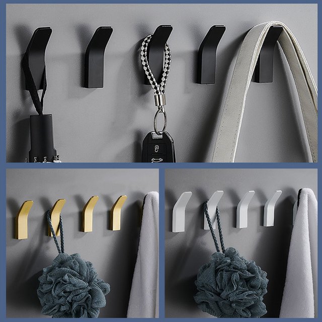 Gancho blanco para toalla de baño, gancho para porche, gancho individual de almacenamiento, gancho sin perforaciones para baño y cocina, 5 uds. JM