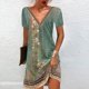 thumbnail image 3 of Vestido Corto para Mujeres Moda Cuello en V Manga Corta Impresa Suéter Vestido de Línea a para Ocasional Y Fiesta, 3 of 3