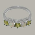 thumbnail image 6 of LBG British Made 10k White Gold Natural Peridot & Opal Womens Eternity Ring - 33 size options - Size 6.5, 6 of 8