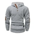 thumbnail image 2 of Handshe Men's Solid Color Hooded Sweatshirt, Stylish Button Detail Adjustable Drawstring Long Sleeve Pullover for Men, Urban Street Style Casual Outerwear,Plus Size, 2 of 6