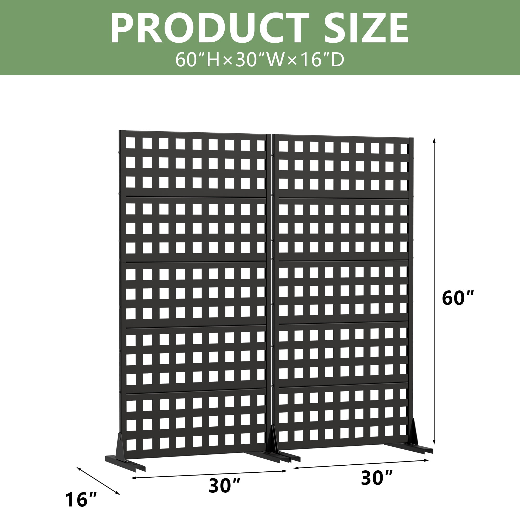 60" H × 30" W Privacy Metal Screen Fence Panel
