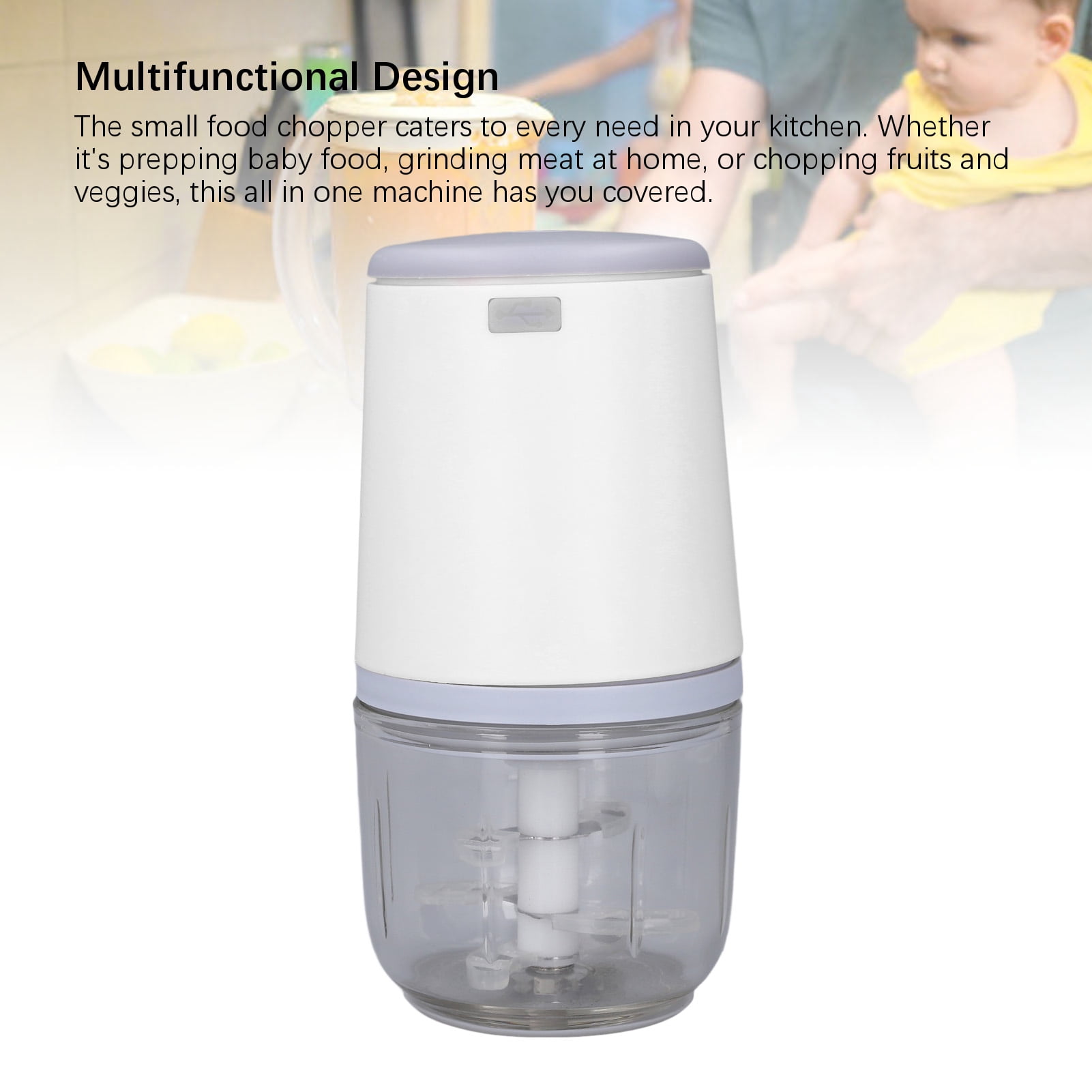Suodoka 300ML Mini Baby Food Maker Small Electric Processor, Cordless Meat Grinder with 1500mAh Battery, Chopper for Vegetables Fruits Garlic, White