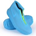 thumbnail image 1 of LAICAIW Couvre-Chaussures Imperméables en Silicone, Surchaussures Réutilisables Améliorées avec Fermeture Éclair, Bottes de Pluie Résistantes Antidérapantes Lavables pour Femmes, Hommes (m (Femmes 5.5-7, Hommes 5-6), Bleu), 1 of 7