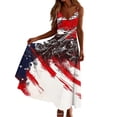 thumbnail image 6 of Rciityk Women's 250th Anniversary 4th of July Maxi Dress - V Neck Spaghetti Strap Patriotic USA Flags Star Print Sleeveless Ankle Length Casual Dress, 6 of 8