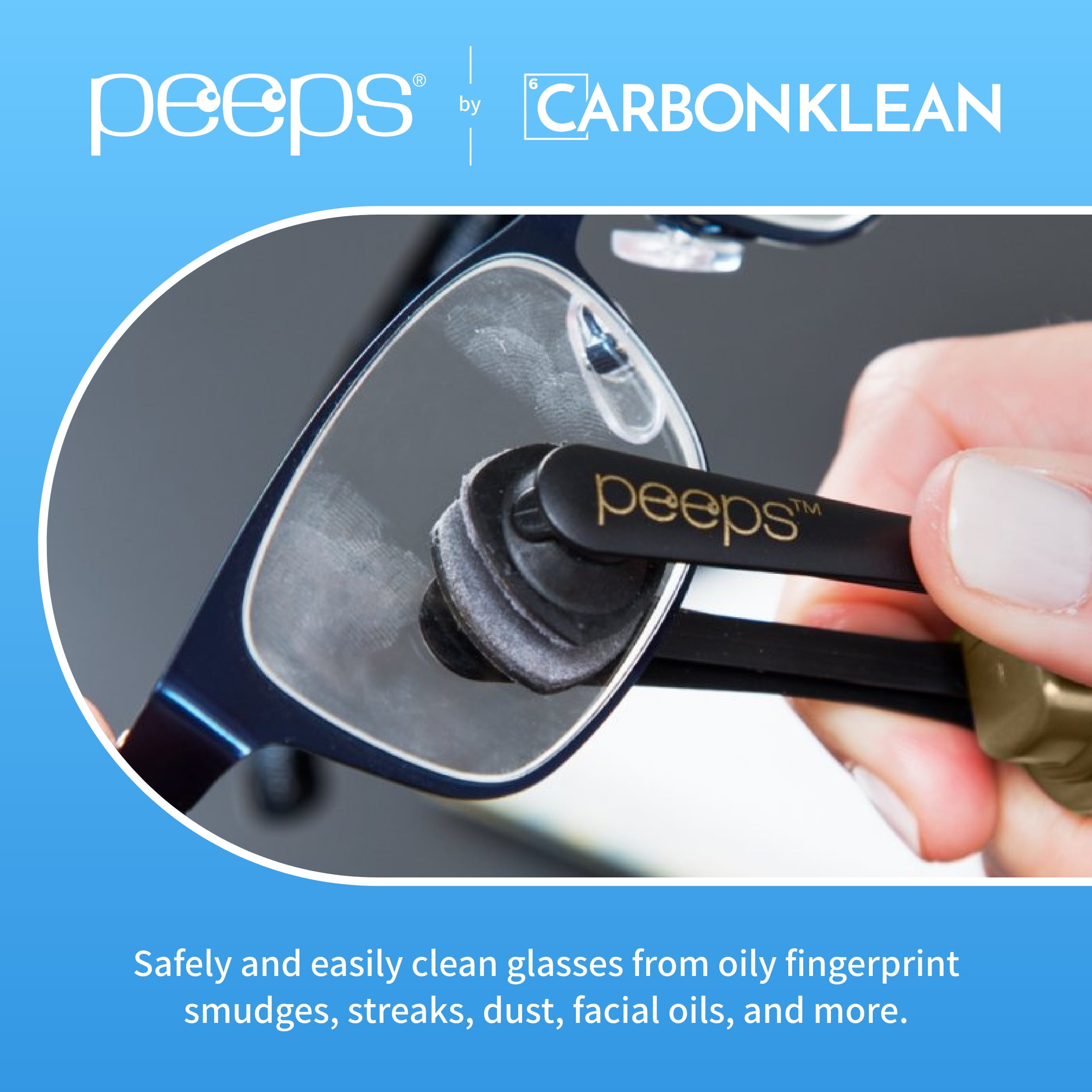 Peeps CarbonKlean Glasses Cleaner - for Eyeglasses, Reading Glasses, and  More - Lens Cleaner With Carbon Microfiber Tech - Injected Black - 1 Count  : Health & Household 