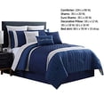 thumbnail image 2 of The Urban Port BM222817 Basel Pleated Comforter Set with Diamond Pattern, Blue & White - King Size, 2 of 2