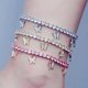 thumbnail image 3 of Tobillera de mariposa para mujeres, adolescentes y niñas, pulsera de tobillo de tenis con cadena con incrustaciones de diamantes de imitación chapada en oro de 18 quilates y oro blanco con extensión, 3 of 7