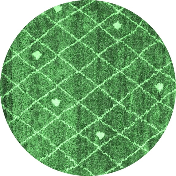 Ahgly Company Indoor Round Trellis Emerald Green Modern Area Rugs, 8' Round