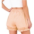 thumbnail image 5 of NTACZA Plaid Womens Shorts Ruffled Bubble Micro Shorts Blommer High Waisted Women's Shorts L, 5 of 5