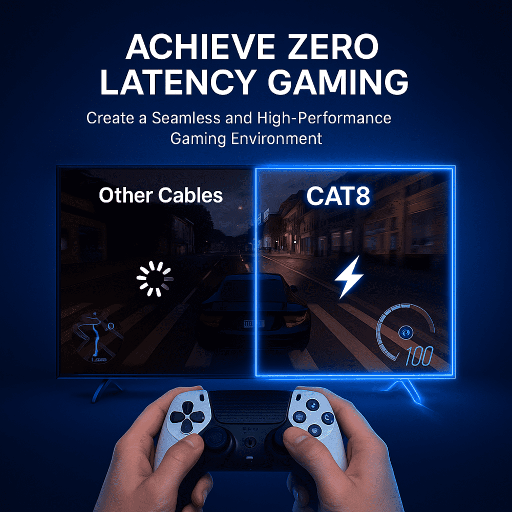 Cat8 Round Ethernet Cable 1000ft, 1 Pc Pack, 40Gbps 2000MHz Network Patch Cord, S/FTP Shielded LAN Cable, for Gaming, Router, Modem, Laptop