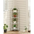 thumbnail image 5 of 4-Tier Corner Shelf, Industrial Corner Bookshelf, 47.6" Corner Storage Stand, Plant Stand Display Shelf, Corner Bookcase for Bedroom, Living Room, Home Office, White TCJ09WB, 5 of 15