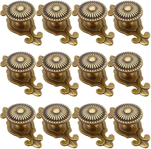 Brass Cabinet Knobs, Vintage Retro Mushroom Drawer Knobs with Backplate, Dresser Pull Handles for Kitchen/Cupboard/Wardrobe/Cabinet (Gold, 12 Pieces)