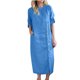 thumbnail image 4 of Largo Vestido de Verano Fluido con Botones, Ropa de Color Sólido, Longitud de Rodilla, Vestido Fluido Suelto para Mujeres con Bolsillos, 4 of 9