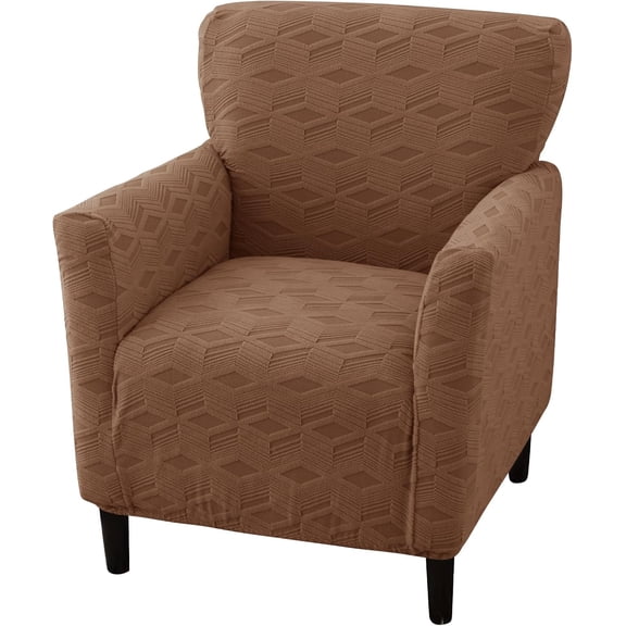 Stretch Modern Banquet Armchair Slipcover 1-Piece Accent Chair Covers with Arms Soft Chair Slipcovers for Living Room Armchair Furniture Protector Office Reception Reading Sofa (Light brown-1)