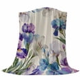 thumbnail image 6 of Blue Purple Flowers Blanket Soft Cozy Warm Throw Blanket for Couch, Plush Fuzzy Flannel Fleece Blankets for Sofa, Spring Seasonal Botanical Florals Bed Blankets Lightweight Gifts for Women, 30"x40", 6 of 9