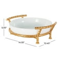 thumbnail image 3 of DecMode 15" x 5" White Tempered Glass Kitchen Serving Bowl with Gold Metal Stand, 1-Piece, 3 of 9
