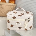 thumbnail image 5 of Set de neceseres acolchados con flores para mujer, neceser de viaje, organizador de artículos de aseo, tejido suave, cremallera suave, ideal para viajes diarios y como regalo de vacaciones, 5 of 5