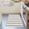 thumbnail image 4 of Navy Blue Leaf Stripe Washable Small Entryway Area Rugs 2'x3', Country Vintage Beige Minimalist Vertical Leaves Washable Throw Rug Non-Slip Sturdy Edge Binding Carpet for Front Door Floor Room Entry, 4 of 9