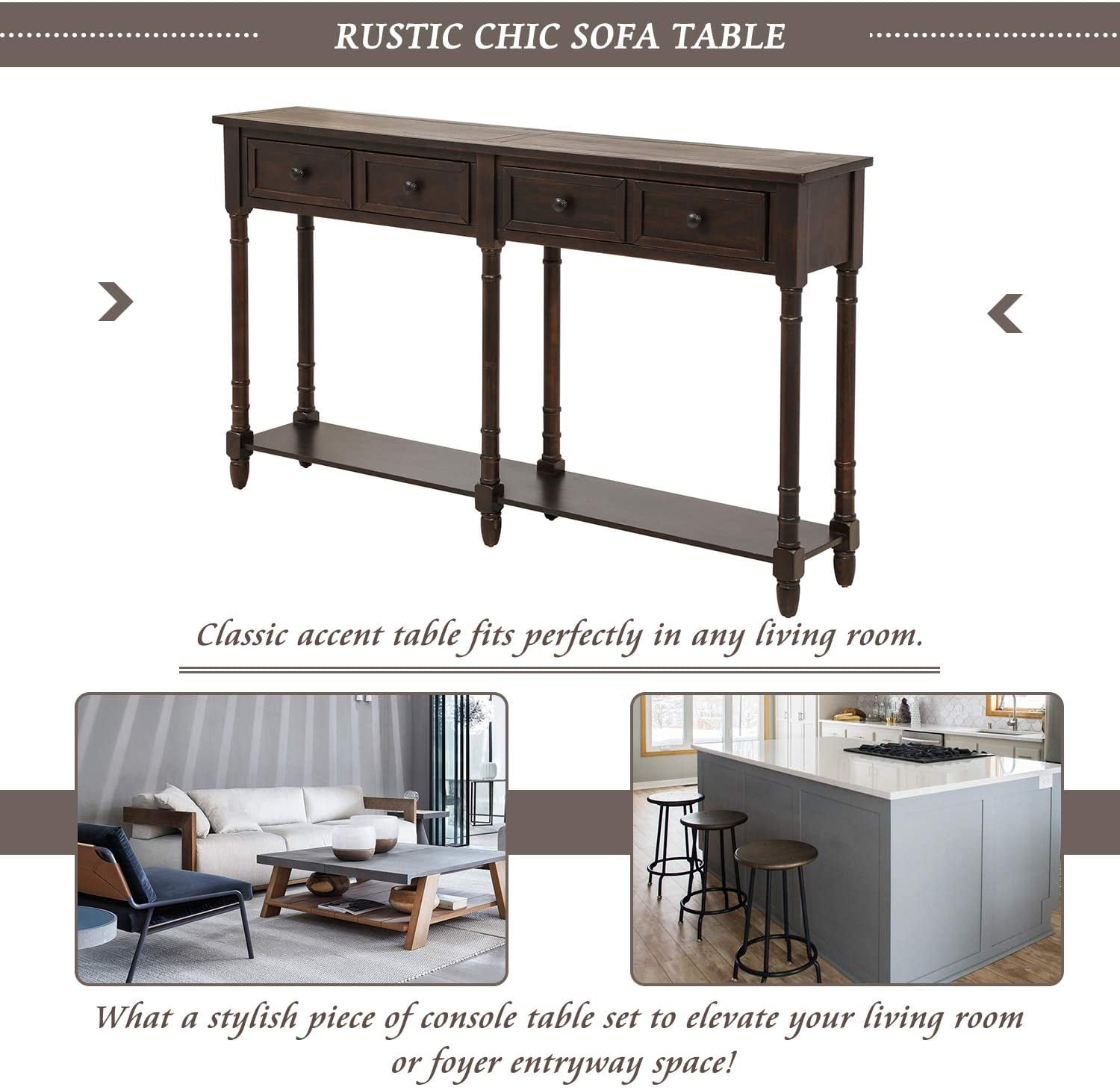 Harper & Bright Designs Retro Console Table Sofa Table for Entryway with Drawers and Shelf Living Room Table