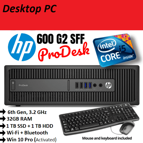 HP Prodesk 600 G2 Desktop PC, Core i5-6500 (6th Generation), 32GB