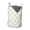 thumbnail image 1 of Floral Laundry Bag, Repetitive Flower Ornaments in Bicolored Composition Print on Plain Backdrop, Basket with Handles Drawstring Closure for Laundromats, 13" x 19", White Pale Khaki, by Ambesonne, 1 of 4