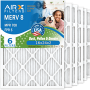 16x24x2 Air Filter MERV 8 Comparable to MPR 700 & FPR 5 Electrostatic Pleated Air Conditioner Filter 6 Pack HVAC AC Premium USA Made 16x24x2 Furnace Filters by AIRX FILTERS WICKED CLEAN AIR.