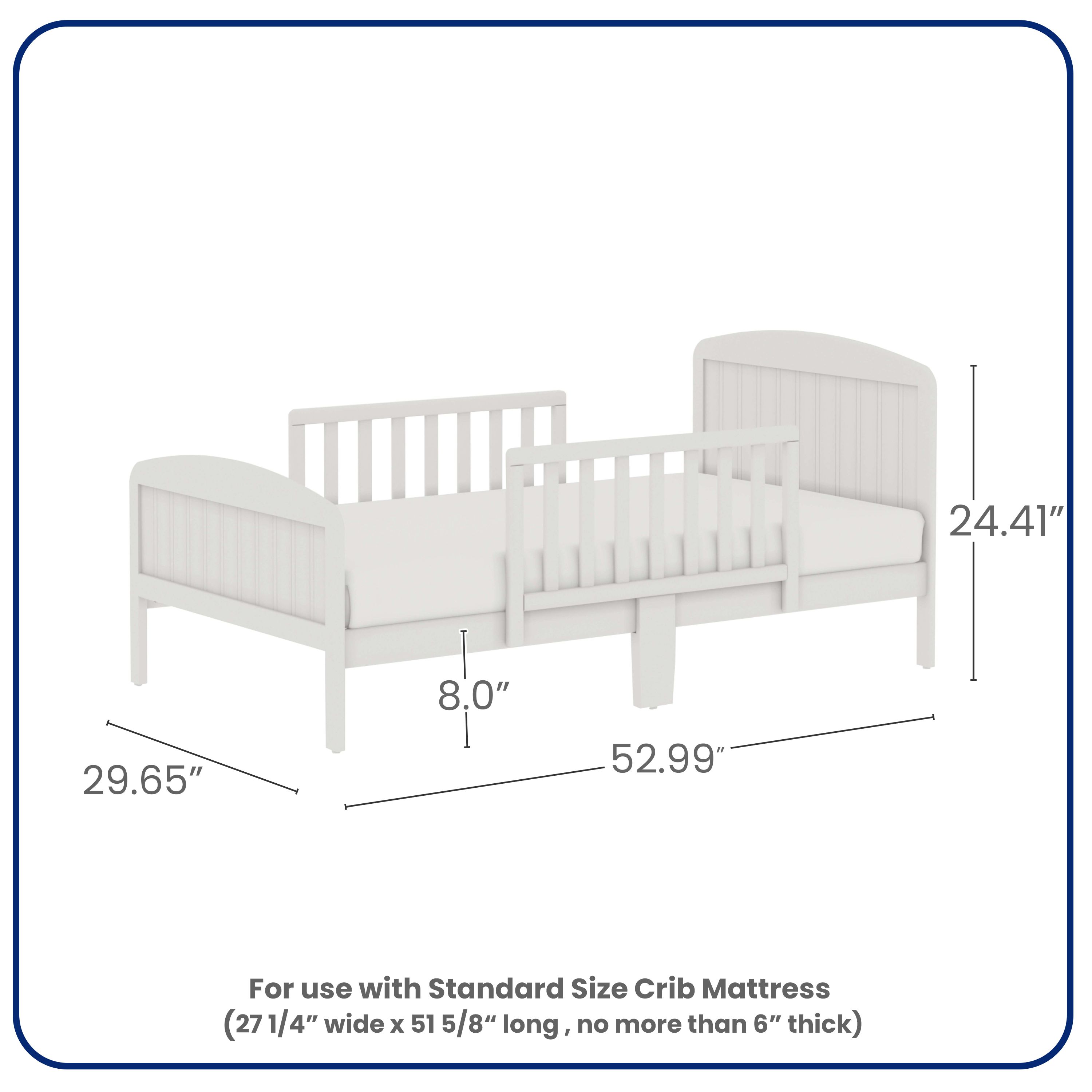 BK Furniture Harrisburg XL Wooden Toddler Bed, Off-White