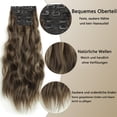 thumbnail image 3 of Extensiones con clip, 4 piezas de extensiones de cabello de cabeza completa de 55 cm con clips, extensiones de cabello sintético ondulado, extensiones de cabello ondulado, postizo con clip, 3 of 4