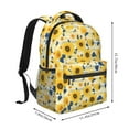 thumbnail image 2 of Fotbe Navy Blue Leaf Sunflower Pattern Casual Backpack for School, Travel, and Outdoor Activities - Durable, Lightweight, and Comfortable, 2 of 5