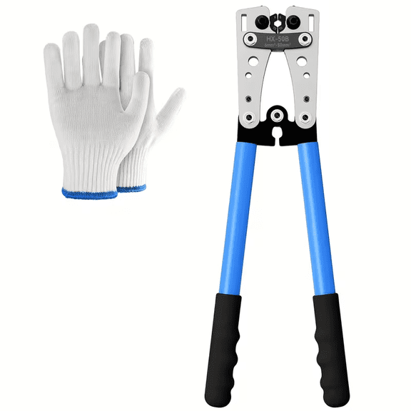 Heavy Duty Battery Cable Lug Crimper Tool Set for AWG 8-1/0, Durable Wire Crimping Kit with Cutter & Lugs