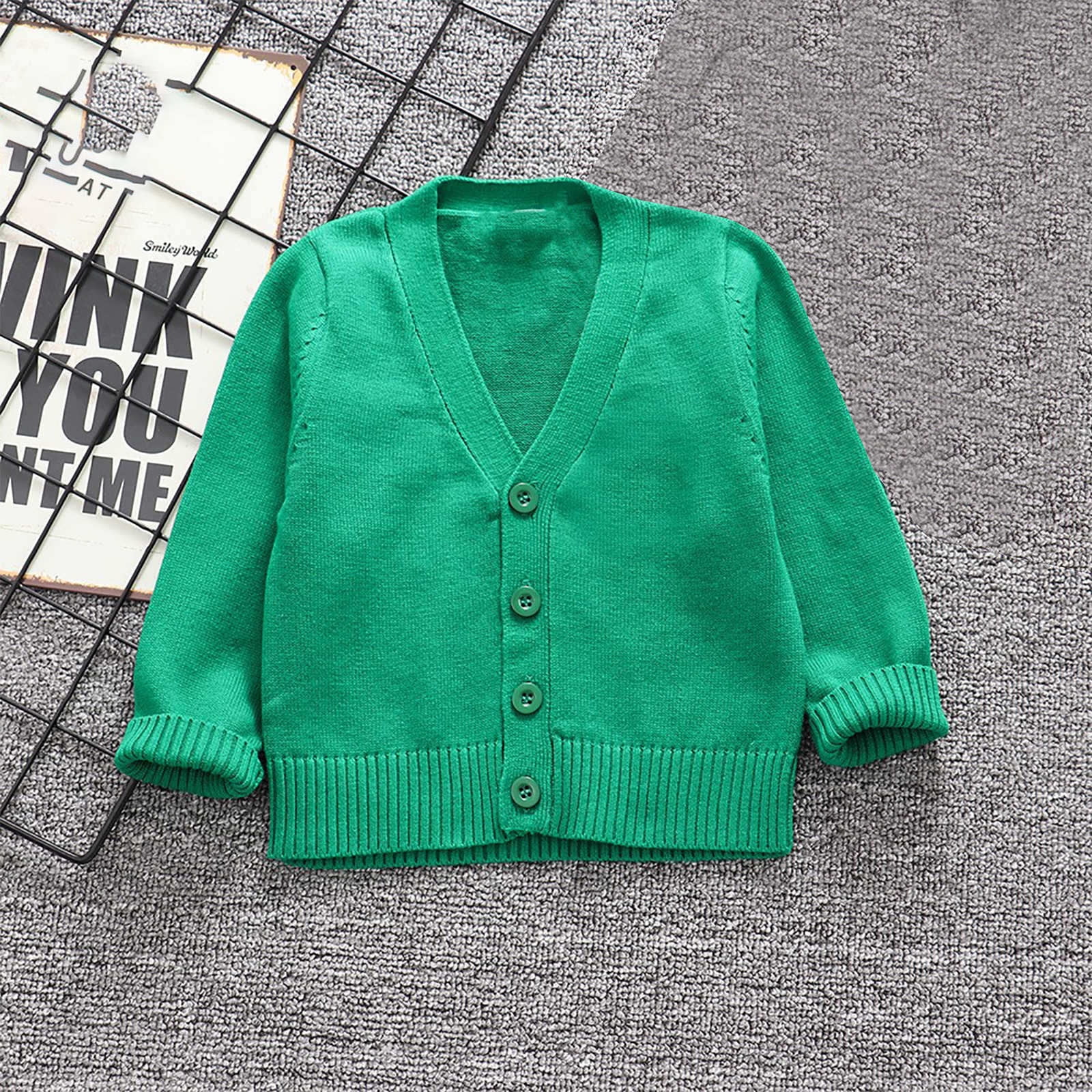ZQUUVOU Baby Boys Long Sleeve V-Neck Classic Knit Cardigan Sweater