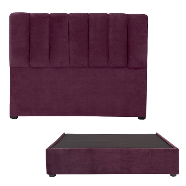 Recámara Queen Size Kami Morado con Cabecera + Box Base Cama