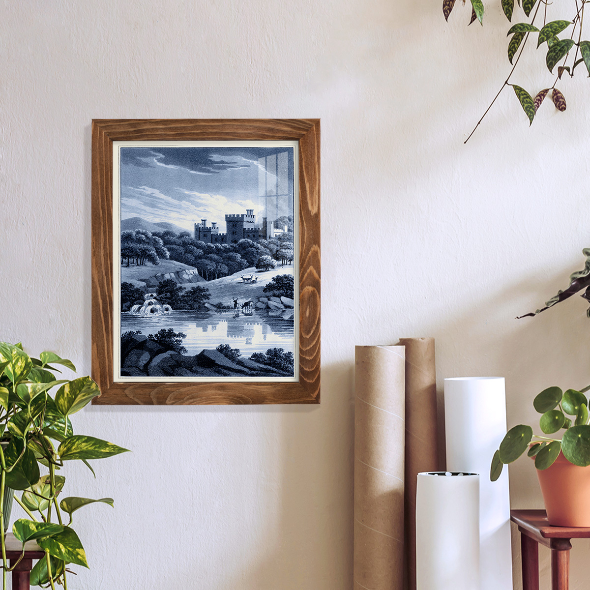 Estate View II -Framed Print w/glass-Walnut
