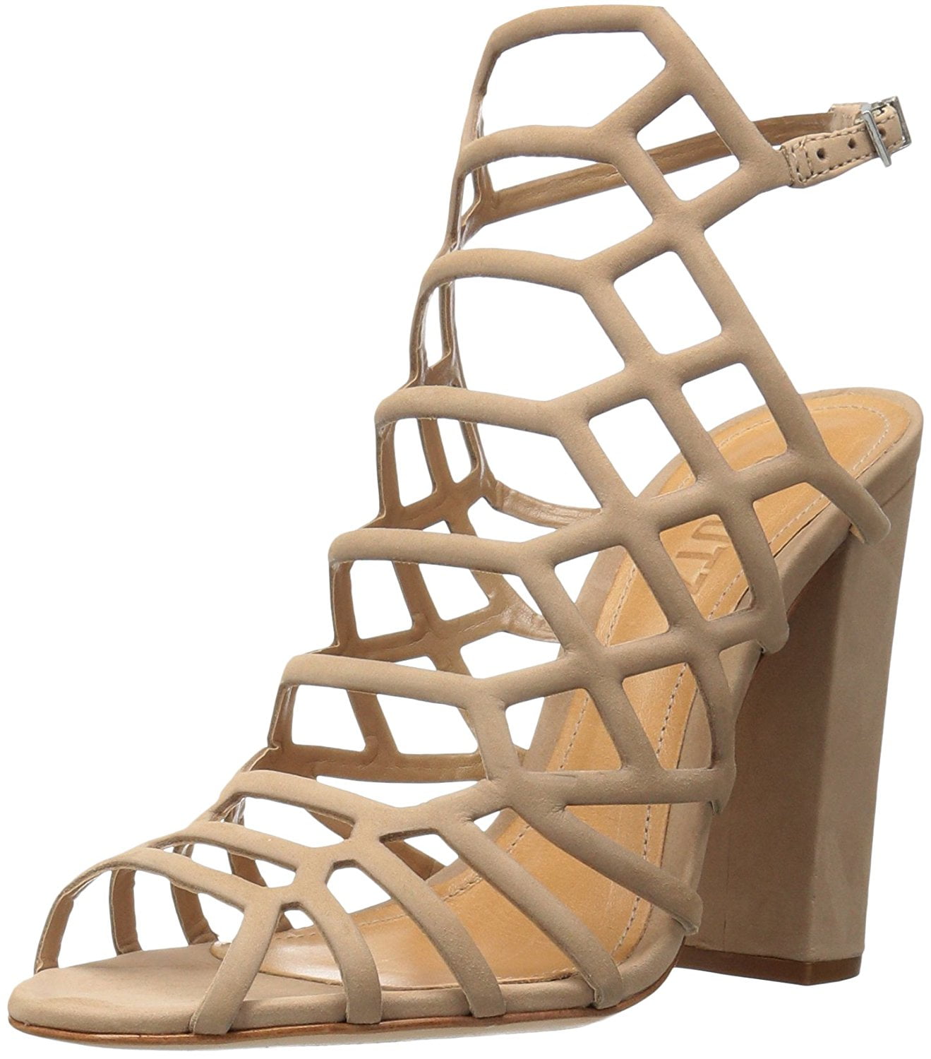 Schutz Shoes - Schutz Jaden Caged Ankle Strap Stacked Heel Peep Toe Dress Lightwood Sandal (9.5 
