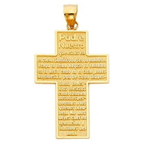 14k Yellow Gold Our Father In Heaven Padre Nuestro Praying Cross Pendant Charm Jewelry Female Unisex