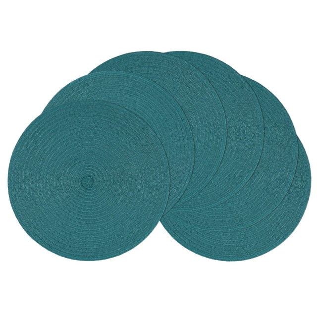 Juego de 6 manteles redondos SHACOS, lavables, 38 cm, verde azulado