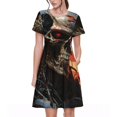 thumbnail image 1 of Fotbe Robe Crâne Cyberpunk Motif Drapeau Américain Décontractée Mode Femme Manches Courtes Robe Maxi Robe T-Shirt Rayée Longue à Blocs de Couleur, 1 of 6