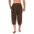 thumbnail image 4 of asjyhkr Mens Capri Joggers Cotton Linen Drawstring Elastic Sweatpants Wiht Pockets Athletic Running Gym Trousers, 4 of 6