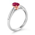 thumbnail image 3 of Gem Stone King 10K 2 Tone Gold Red Ruby Ring for Women (0.60 Cttw, Gemstone July Birthstone, Oval 6X4MM, Available in Size 5, 6, 7, 8, 9), 3 of 4