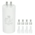 thumbnail image 1 of Capacitor de funcionamiento CBB60 30uF, 1 Pcs AC450V 4 Pin Doble Inserción con Resorte de Funda para Arranque de Motor, Blanco, 1 of 5