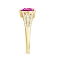 thumbnail image 3 of Rosec Jewels Designer Split Shank Ring with Created Pink Sapphire and Diamond (8 mm), 14K Yellow Gold, US 8.00, 3 of 9