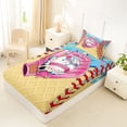 thumbnail image 4 of Castle Fairy Green Ice Cream Print Twin Sheets 3pcs, Sport Baseball Glove Bedding, Pink Blue Yellow,1 Fitted Sheet, 1 Flat Sheet and 1 Pillowcase, 4 of 6