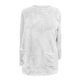 thumbnail image 4 of lcziwo Womens Oversized Fuzzy Fleece Sweatshirt Thicken Warm Sherpa Pullover Fluffy Outerwear Winter Soft Loungewear Tops with Pockets Lightning Sales of Today White XXL, 4 of 5