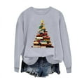 thumbnail image 4 of ShiShine Women's Christmas Sweatshirt Cute Books Tree Graphic Long Sleeve Holiday Shirts Casual Crew Neck Xmas Tops, 4 of 6