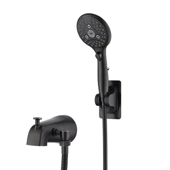 Freestanding Bathtub Faucet Lift-Up Diverter Tub Spout with 6 Settings Handheld Shower in Oil Rubbed Bronze (Rough-in Valve Not Included),Freestanding Tub Filler