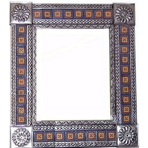 Medium Silver Orizaba Tile Talavera Tin Mirror