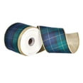 thumbnail image 1 of Vickerman 4 x 10 Yards Green Plaid Checks Double Fused Metallic Dupion Ribbon., 1 of 1