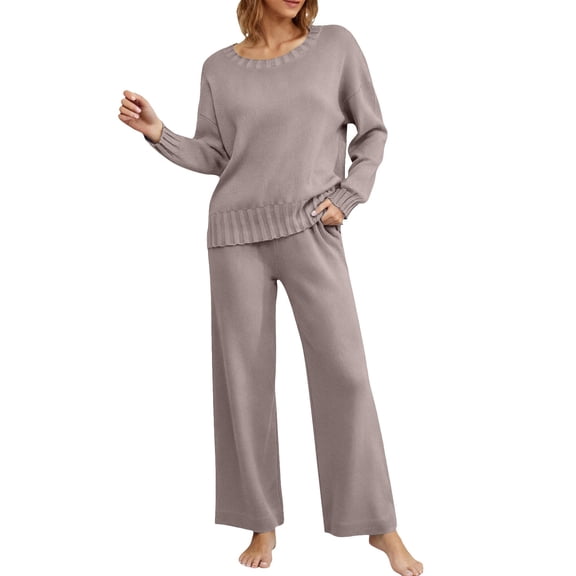 LEKODE Womens Winter Sets Jogger Sets for Women 2 Piece Two Piece Suits for Women Thermal Tops for Women Tops Long Sleeves Tops for Women Fall Long Sleeve Tops Beige L